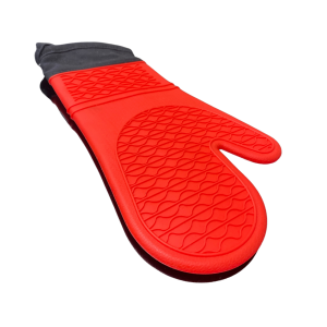 LUVA DE SILICONE E TECIDO VERMELHA COM PUNHO DE ALGODÃO