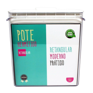 POTE ACRILICO HERMETICO RETANGULAR 3 LTS ECOLUMI 3729