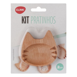 KIT MINI PETISQUEIRA PRATINHOS MADEIRA GATO C/ 2 PCS CLINK