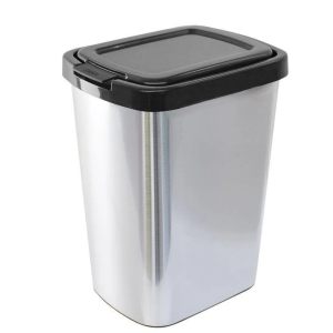 LIXEIRA PLASTICA C/ TAMPA CLICK 9 LTS COR INOX