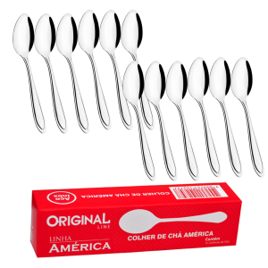 CONJ 12UN COLHER INOX CHA AMERICA ORIGINAL TIPO LAGUNA