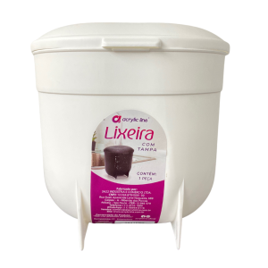 LIXEIRA COM TAMPA PLASTICA P/PIA BRANCO ACRYLIC LINE