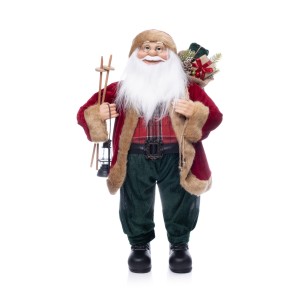 PAPAI NOEL NATAL 60CMS EM PE VERMELHO VERDE E XADREZ C/ LANTERNA