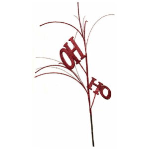 GALHO NATAL HO HO VERMELHO C/ GLITER 80CM