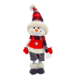 BONECO DE NEVE NATAL EM PE 50CM VERM/CINZA