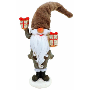 PAPAI NOEL NATAL POLIRESINA PRES/GORRO 40CM BEGE