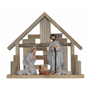 PRESEPIO NATAL POLIRESINA CASINHA DE MADEIRA 5F/6CM CS/23X20CM
