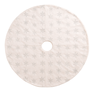 SAIA DE ARVORE NATAL 90CMS VELUDO BRANCA C/ FLOCOS DE NEVE