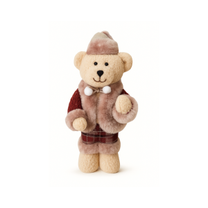 BONECO URSO NATAL MACHO EM PE BORDO ROSE 33CM