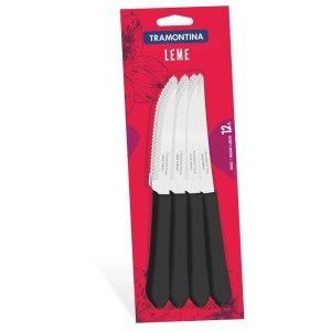 CONJUNTO FACAS CHURRASCO INOX 12 PEÇAS LEME PRETO